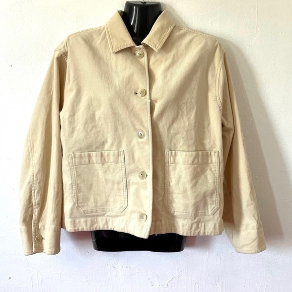 Uniqlo cream Boxy/oversized button down corduroy jacket - Picture 3 of 10